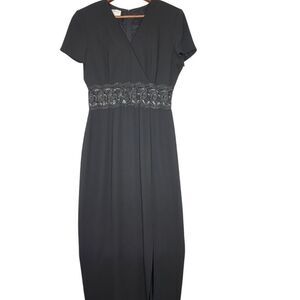 Maggy London By Kenneth Nolan Black‎ Long Formal Open Lace Waist Dress Size 10